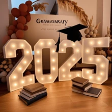 1pc 73cm/28.7inch Marquee Light Up Numbers With Warm Yellow Lights , Foam Board Mosaic Balloon For Party Backdrop Displays, Large Happy 1st 15th 16th Birthday Light Up Sign, Cardboard Number 1 For Parties Decorations, Assembly Required - 白色 - 查看 3