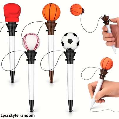 1pc/2pcs/4pcs Sports Themed Ballpoint Pen Set - Football, Baseball, Basketball, Boxing Designs, Suitable For Birthday Party, Awards Ceremony And Party Favors