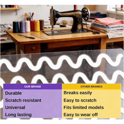 Khuôn mẫu lượn sóng bằng acrylic, dụng cụ tạo hình may chuyên nghiệp, bền và lâu dài cho các dự án may vá và thủ công tự làm.
