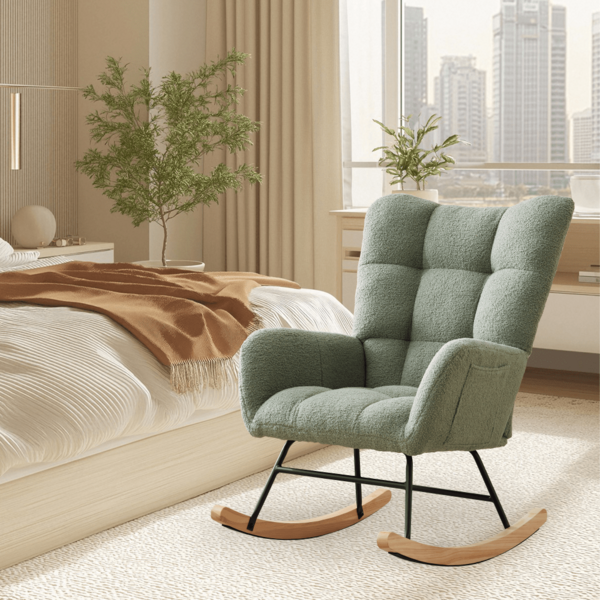 Silla basculante con respaldo alto y bolsillo lateral, Tapicería de oso, Sillón ergonómico para servicio de comedor, Sala de estar, Dormitorio, Enfermería