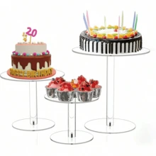 Transparent Acrylic Round Cake Stand, Transparent Cupcake Stand, Dessert Cupcake, Pastry Candy Display Rack, Suitable For Dessert Table, Birthday Party, Wedding Event - Transparent - View 1