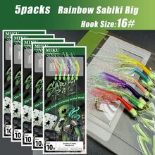5 Packs Rainbow Sabiki Rig, 6 Colors High Carbon Steel Hooks With Glow Beads, Efficient Saltwater Fishing Accessories (Suitable For Mackerel/Sardine/Bass/Tuna) - Dark Green - View 10