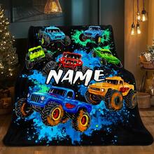 Personalized Monster Jam Monster Truck Racing Cartoon Colorful Blanket, Mom-Picked Animated Blanket Super Soft Flannel Blanket- Suitable For Use On Sofas, Beds, Or For Travel, Gentle On The Skin, An Excellent Gift Multi-Purpose Holiday Birthday Anniversary Blanket, Warm And Soft-280gsm - Nhiều màu - Xem 2