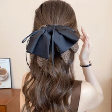 1pc Acrylic & Fabric Leopard Print Bow Tassel Hair Claw Clip - Multicolor - View 5