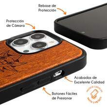 Funda Compatible con iPhóne Madera Galeon Pirata One Madera Grabada Anime Piece Protector Carcasa Anticaídas a Prueba De Golpes TPU. - Madera - Ver 4