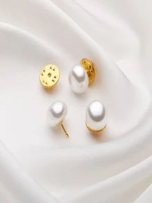 10pcs/16pcs Faux Pearl Anti-Slip Invisible Bra Strap Clips, Decorative Butterfly Buckle, No-Sew Anti-Slip Fastener, Plastic Faux Pearl Half Round Buttons, Multipurpose For Arts, Crafts And Sewing, 1.2cm - A - View 5