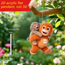 1/5pcs Acrylic Cute Monkey Mother & Baby Hugging Keychain, Warm Graphic Design, Suitable For Decorating Keys, Backpacks, Wallets, Mother's Day Decor, 2D - Multicolor-chain - View 4