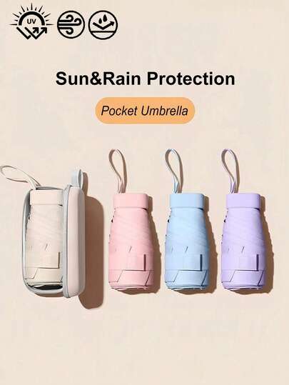 Mini Folding Umbrella, Pocket-Sized Waterproof Portable Travel Umbrella, Sun Umbrella, Ladies UV Protection Umbrella, 2-In-1 Ultra-Light Compact 6-Fold Umbrella, Mini Travel Umbrella, Windproof Dual-Use Portable Umbrella, 99% UV Protection, Unisex, Sturdy Structure, Sun & Rain Protection, Travel Essential, Ladies Umbrella, Umbrella, Christmas Gift, Sun Umbrella, Mini Umbrella, Valentine's Day Gift, Spring Summer Picks, Brides Maid Gifts, Room, Bedroom Decor, Bedroom Decor, Beach, Travel, For Men, For Women, Vacation,Cute Stuff,Mother's Day Gift,Bedroom Decor,Garden,Kitchen Decor,Summer,Beach,Travel Essentials,Room Decor,Squishy,Graduation