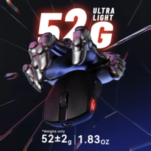 MAMBASNAKE M4 无线游戏鼠标，24000 DPI 可调，PAW3311 光学传感器，可编程按键，52g 轻巧人体工学设计，支持 2.4G/蓝牙/USB-C 连接 - 查看 3