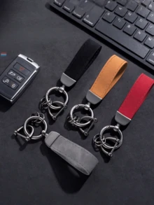 1个创意简约仿毛皮汽车钥匙扣，男女通用钥匙链 - 彩色 - 查看 2