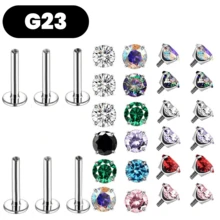 1pc G23 Titanium Internally Zirconia Threaded Lip/Cartilage/Tragus/Lobe Piercing Jewelry - Multicolor - View 1