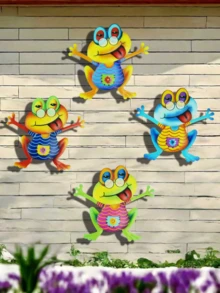 1pc/4pcs Cute Metal Frog Garden Decor, Ideal For Yard, Fence, Outdoor Hanging, Garden Supplies - A - View 5