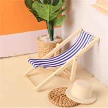 1 Stück Miniatur Strandsessel Modell, Mikro Szenerie Liegestuhl Deko, 1:12 Maßstab Ob11 Puppenhaus Möbel Zubehör - Mini-Strandstuhl - Übersicht 7