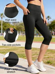 Leggings For Women - High Waisted Yoga Pants With Pockets Black Leggings Women Full Length & Capri - màu đen - Xem 2