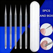 3pcs Nail Double-Ended Stainless Steel Circle Beveled Head Cuticle Pusher Remover Manicure Sticks Nail Dotting Tools. - Silver - View 10
