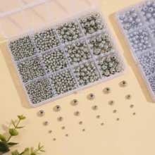 3/4/6/8毫米金银色光滑圆珠套装，CCB圆形隔珠，适用于珠宝制作，DIY手链项链珠宝制作材料，珠宝制作套装 - CCB KIt - 查看 4