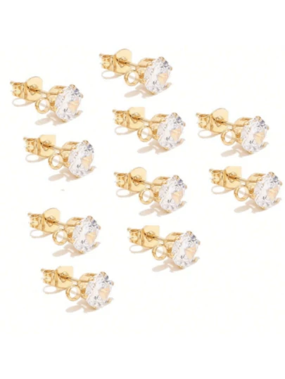 10 piezas/set Accesorios elegantes para pendientes de acero inoxidable con circonita cúbica DIY, perfectos para la fabricación de joyas DIY de mujeres