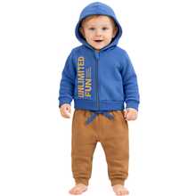 1 Set Of Fleece Tracksuit For Children, Sizes P To 3, Boys, Baby, Winter Clothes, Cold Weather - 霧霾藍 - 查看 2