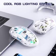 ATTACK SHARK A2 Transparent RGB Wireless Mouse With Battery Level Display 16 Million RGB Lighting, 5 Levels Adjustable DPI, PixArt PAW3212 Sensor, 5 Million Clicks - View 7