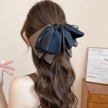 1pc Acrylic & Fabric Leopard Print Bow Tassel Hair Claw Clip - Multicolor - View 3