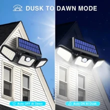 Solar Powered Motion Sensor Outdoor Light, 3-Head Security Light, LED Floodlight With Motion Detection, Spot Light For Patio, Yard, Garage Entrance, IP65 Waterproof - Multicolor - View 4