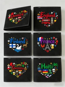 Country Pride Heart Wallet, Patriotic National Symbol PU Leather Bifold Wallet, Travel Souvenir Gift For Men Women - Multicolor - View 1