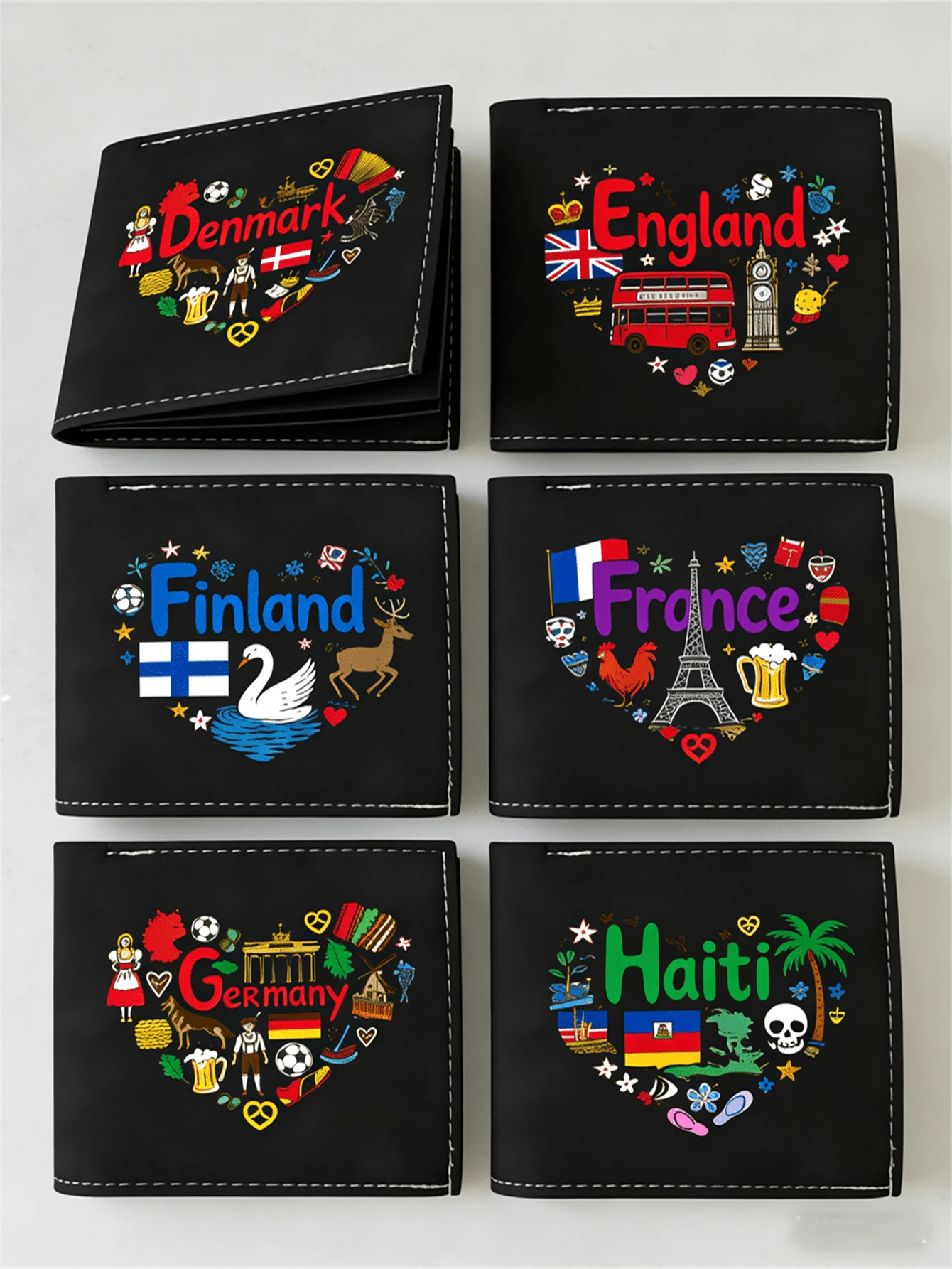 Country Pride Heart Wallet, Patriotic National Symbol PU Leather Bifold Wallet, Travel Souvenir Gift For Men Women - Multicolor - View 1