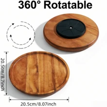 Thick Creative Rotating Wooden Tray - Multifunctional Serving Tray - Dessert, Snack, Kitchen, Candy Tray, Plate, Dish - Rotating Design, Kitchen Storage Turntable, Suitable For Home, Dining Room, Countertop, Dining Table, Food Storage Room, Perfect Gift For Mom, Also Can Be Used As Bathroom Tray, Kitchen Accessory - View 12