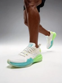 XTEP JLIN2-SE Men's Basketball Shoes, Court Training Sneakers, 877219120027 - Sail White/Ghost Green - View 1
