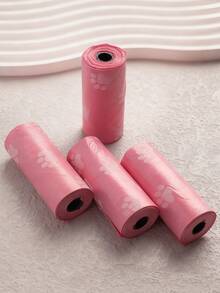 10/12个装粉色系列宠物粪便袋印花狗便袋户外遛狗清洁袋 - 彩色 - 查看 3