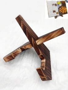 1个木制食谱架，茶点架，书本和锅盖架，木制展示架，斜角支架，适用于家庭和餐厅菜单 - 棕色 - 查看 5