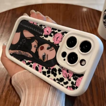 Esta genial funda para móvil con estampado de leopardo y labios de dibujos animados es compatible con Apple  16E/15/14/13/12/11/PRO/PLUS/PROMAX/MINI, S/A/M/NOTE, S/G/EDGE/E, Transition Spark/HANTOM/CAMON/INFINIX, Honor 400/PLAY/X/Y, OPPO Reno/A/F, 14/Redmi/POCO/NOTE y otros modelos. Está hecha de TPU transparente, sencillo, elegante y duradero. Ya sea para San Valentín, Halloween, Navidad, para uso personal o como regalo, es una opción ideal. - Negro - Ver 5
