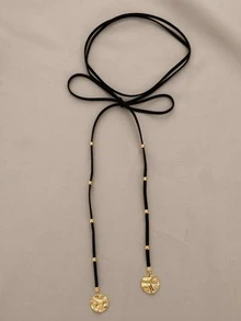 1pc Minimalist Vintage Black Cord With Metal Ball Multilayer Y-Necklace, Suitable For Daily Wear, Party, And Vacation - Multicolor-a - View 2