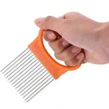 2pcs-Stainless Steel Slicing Fixed Cutter, Onion Inserter And Meat Tenderizer, Loose Meat Needle Fork Shredder And Cutter - Multicolor - View 8