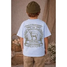 Children's T-Shirt With Christian Easter Design, Lamb Of God, Vintage Print. - 淺藍色 - 查看 2