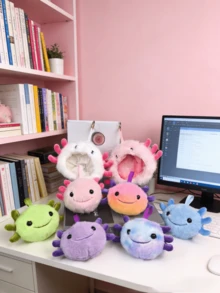 可爱卡通毛绒玩具，蝾螈毛绒玩具，六角恐龙玩具，儿童礼物，适合作为生日礼物和复活节儿童礼物 - 彩色 - 查看 2