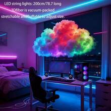 DIY LED Cloud Lamp, Colorful Lightning Cloud 3D Night Light, Atmosphere Decorative Lamp, Suitable For Home Decor, Entertainment Room, Wall Decoration - 彩色 - 查看 5