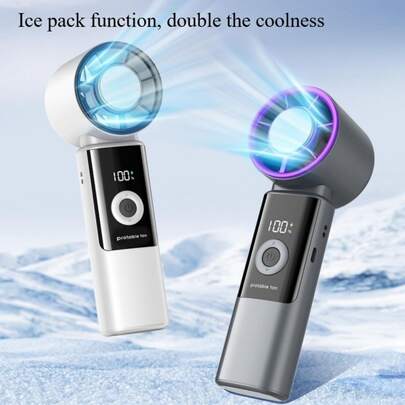 便携式手持涡轮风扇，具备高速制冷功能，采用 USB-C 可充电电池，可折叠迷你风扇，适用于旅行、户外、居家和办公场所，高速个人便携风扇，USB 供电，男女皆宜的礼物