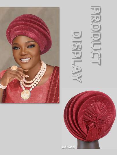 1件装女士纯色多层闪亮水钻发箍，简约时尚日常居家头巾帽