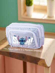 1pc Cartoon Embroidered Pattern Large Capacity Pencil Case, Durable Multi-Compartment Stationery Storage Bag With Double Zippers, Student School Office Supply Gift - Single Piece - View 11