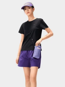 CAMEL CROWN Áo thun nữ ngoài trời nhanh khô, thoáng khí, co giãn, kháng khuẩn, chống nắng, thích hợp cho mùa xuân/hè, đi bộ đường dài. - Bóng đen ma quái - Xem 3