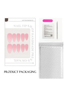 10片/套 手工方形美甲贴片，Y2K 酷炫风格，裸色和白色法式美甲设计，适合女性和女孩，包含工具，是送给女士的绝佳礼物，美甲用品，手工按压式美甲贴片 - 彩色 - 查看 6