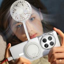 Ventilador magnético de succión, adecuado para iPhone y otros teléfonos con carcasas magnéticas, ventilador magnético de succión creativo de escritorio mini, ventilador magnético de succión portátil y plegable de mano para uso en exteriores - Tipo magnético - Ver 2