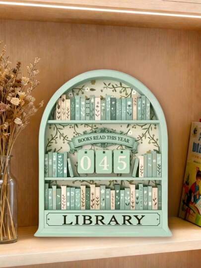 2D复古阅读追踪器，年度书籍计数装饰——这款阅读追踪器最多可追踪999本书。配有DIY底座。适用于办公书籍、现代书籍，结构坚固，可作书架装饰、送给爱书人的礼物、书籍展示和收纳、书架计数展示以及阅读挑战礼物。适合读者、教师、作家和所有书籍爱好者。
