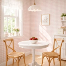 Self-Adhesive Checkered Wallpaper For Living Room, Bedroom, Home Decor. - 粉紅色格子 - 查看 1
