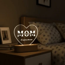 1 個 MOM Love 壓克力夜燈，桌面裝飾夜燈，母親節，可客製化愛心形狀燈，可客製化文字燈，個性化可愛生日禮物，節日禮物，臥室夜燈，母親節禮物，妻子/母親禮物 - 黃光 - 查看 4