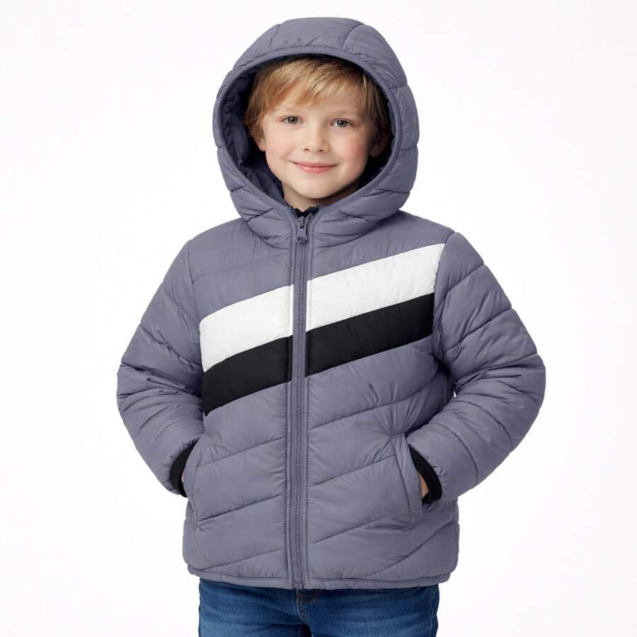 Premium Waterproof Children's Puffer Jacket - 灰色 - 查看 1