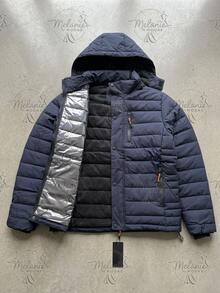 Men's Lined Thermal Jacket/Bobby Jacket, Nylon, With Removable Hood - Grey - View 6