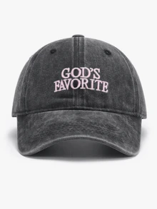 Mũ lưỡi trai nữ thêu chữ "GOD'S FAVORITE" (Chúa là người được yêu thích nhất), thích hợp cho sinh hoạt hàng ngày và các bữa tiệc ngày lễ. - A - Xem 5