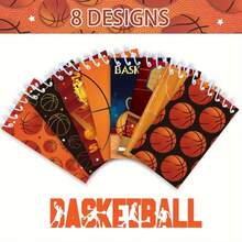 4本篮球主题迷你笔记本，螺旋装订，可撕页 | 理想的生日礼物和日常使用，体育迷专属，翻页设计，螺旋装订笔记本 - 彩色 - 查看 7